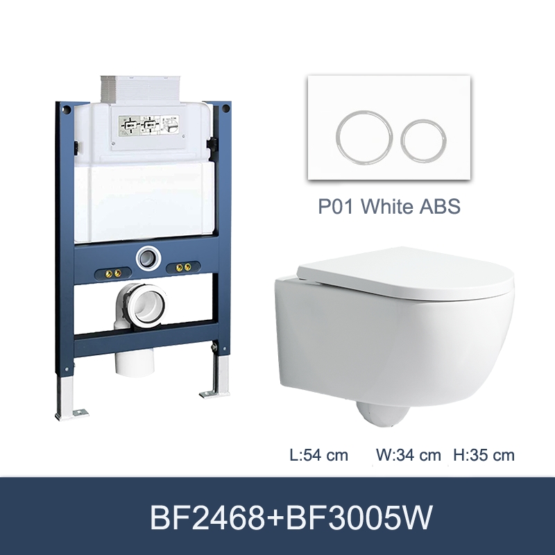 Rimless Wall Hung Ceramic Toilet Dual Flush Space Saving Modern WC