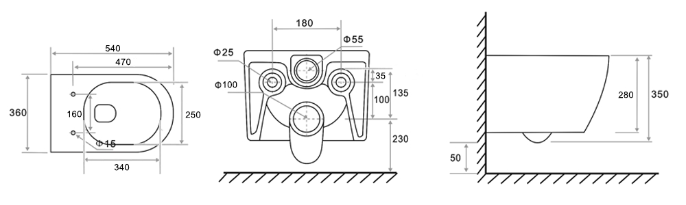 High-End Wall Hung Toilet Featuring Washdown Flushing and Soft Close UF Seat | BF2468