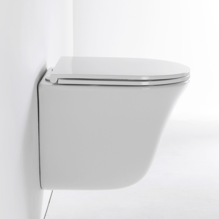 Rimless Wall Hung Toilet BF2441A Compact Ceramic Washdown WC with UF Seat