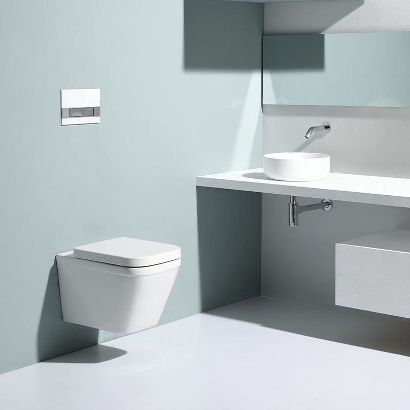 Wall-Hung Rimless Toilet BF2472_Ceramic, Dual Flush, Soft Close