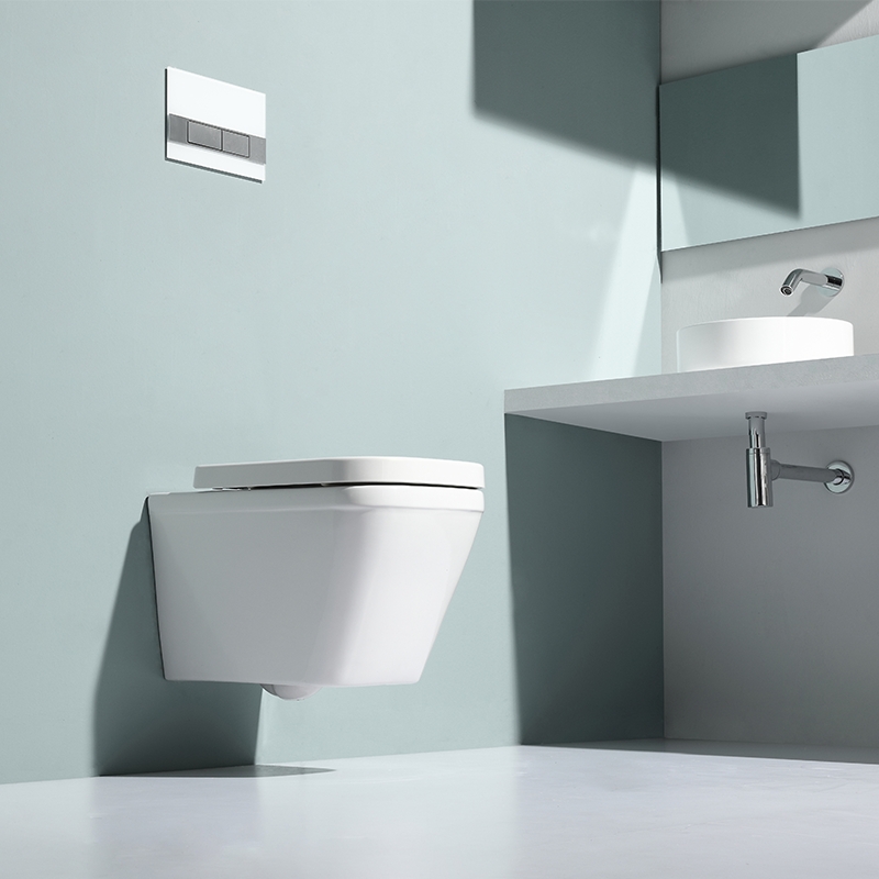 Wall-Hung Rimless Toilet BF2472_Ceramic, Dual Flush, Soft Close