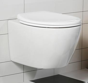 BF2475A Compact Wall-Mounted Toilet – Glossy Ceramic WC with Soft Close Seat