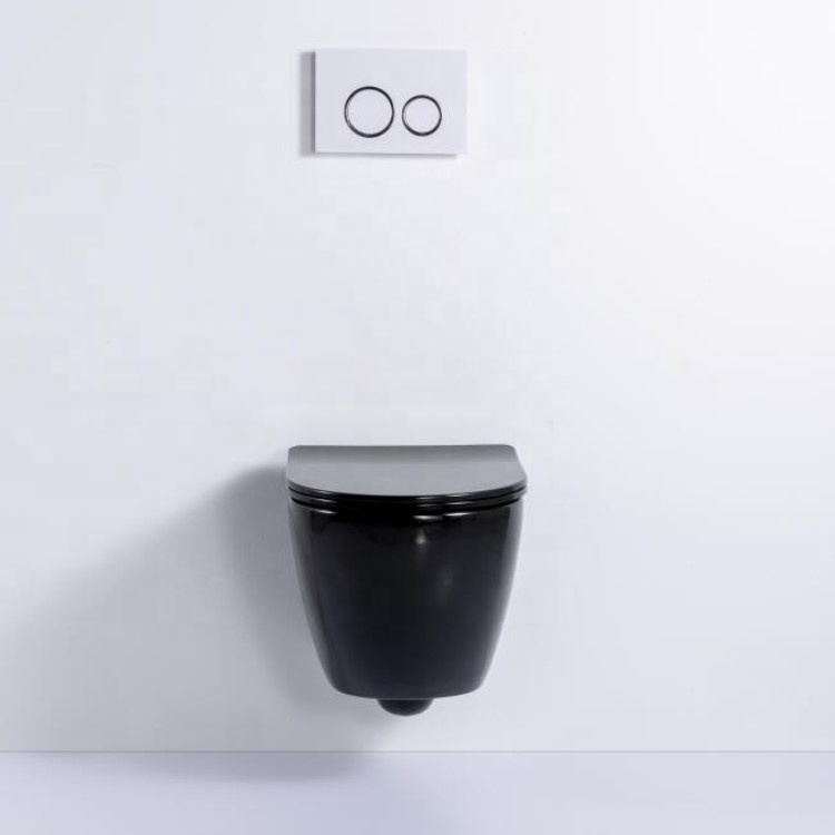 Rimless Wall Hung Toilet – Matt Black with Self-Cleaning Feature