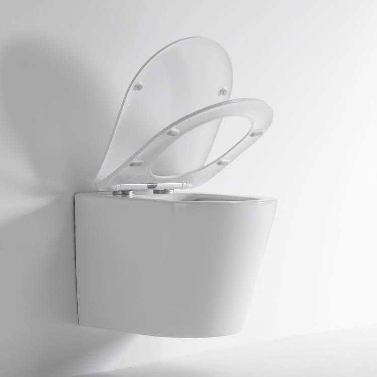 Rimless Wall Hung Toilet BF2422 – Glossy White Ceramic, Dual Flush, Self-Cleaning, CE Certified