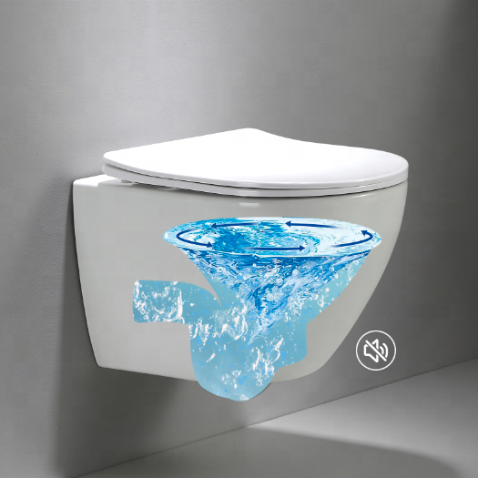 2418 Vortex Wall Hung Toilet, Rimless, Soft Closing Seat, Dual Flush, Modern Ceramic Bathroom WC