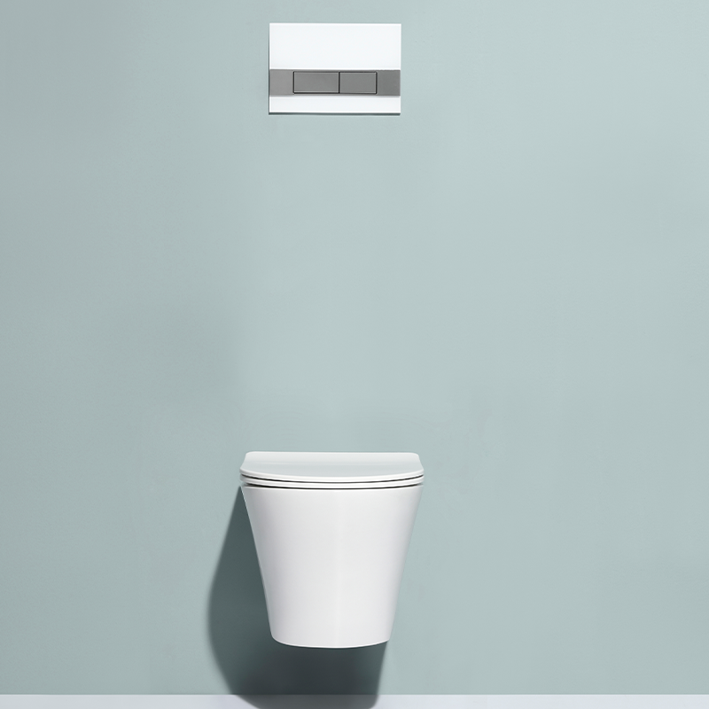 Rimless Wall-Hung Toilet BF2490D – 3/6L Dual Flush, High Capacity, Glossy White Ceramic