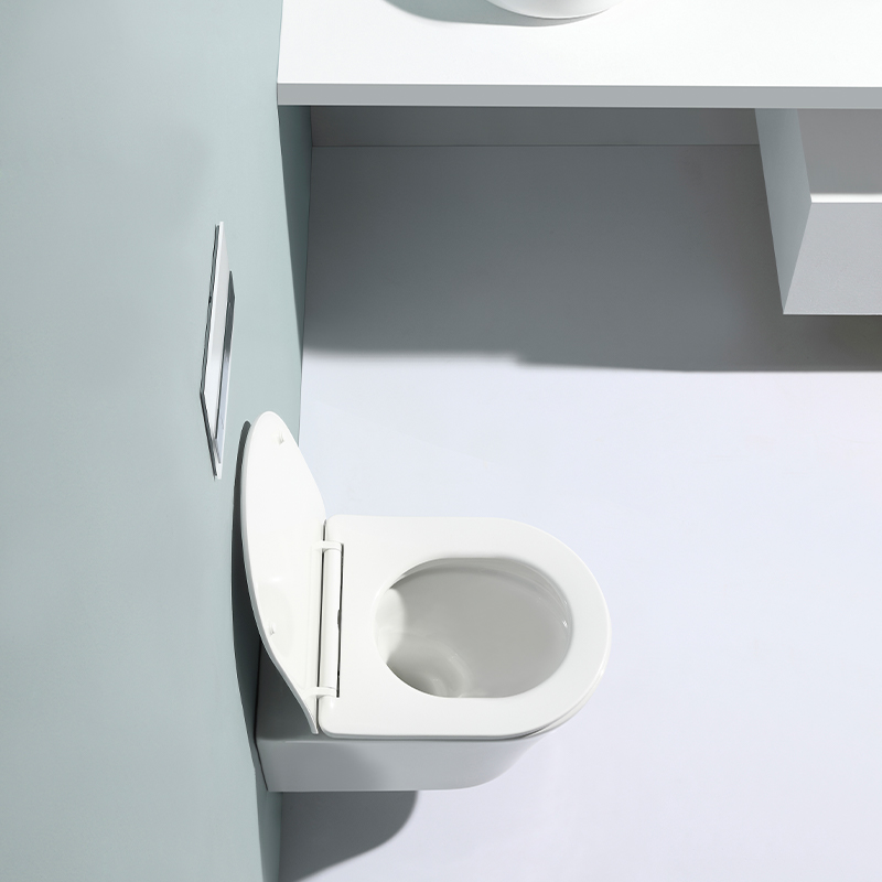Rimless Wall-Hung Toilet BF2490D – 3/6L Dual Flush, High Capacity, Glossy White Ceramic