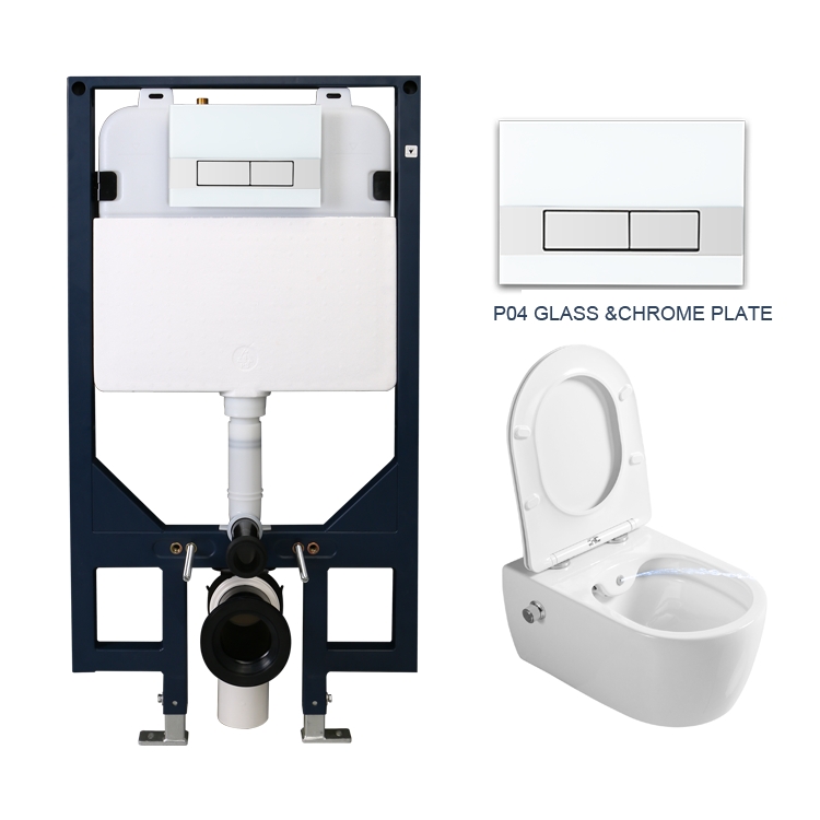 Rimless Wall Hung Ceramic Toilet Dual Flush Space Saving Modern WC