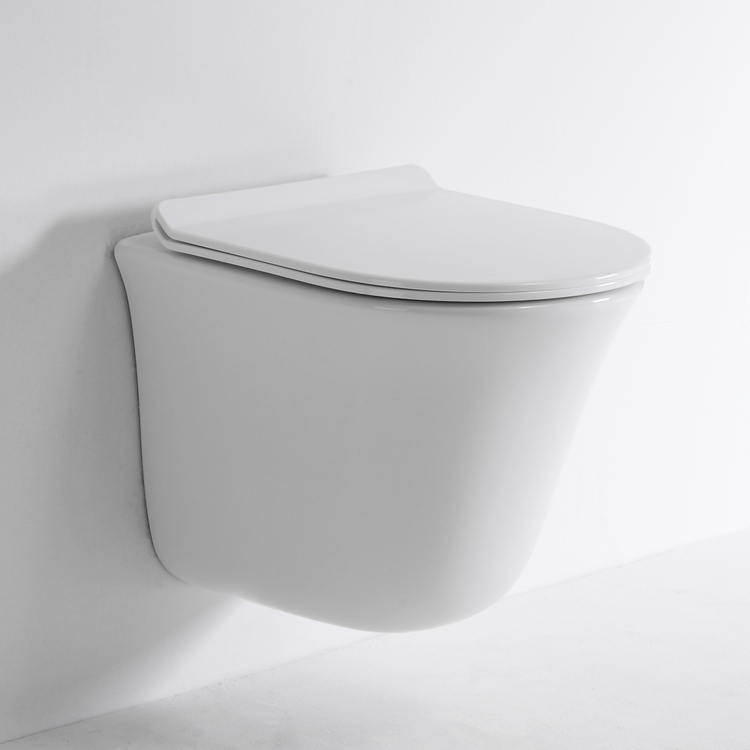 Rimless Wall Hung Toilet BF2441A Compact Ceramic Washdown WC with UF Seat