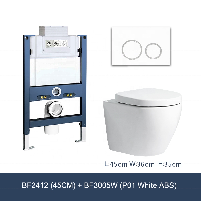 Modern Ceramic Wall Hung Toilet 450×360×350mm Washdown Flushing Soft Close UF Seat