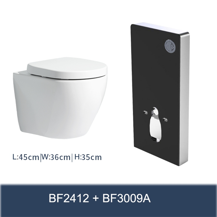 Modern Ceramic Wall Hung Toilet 450×360×350mm Washdown Flushing Soft Close UF Seat