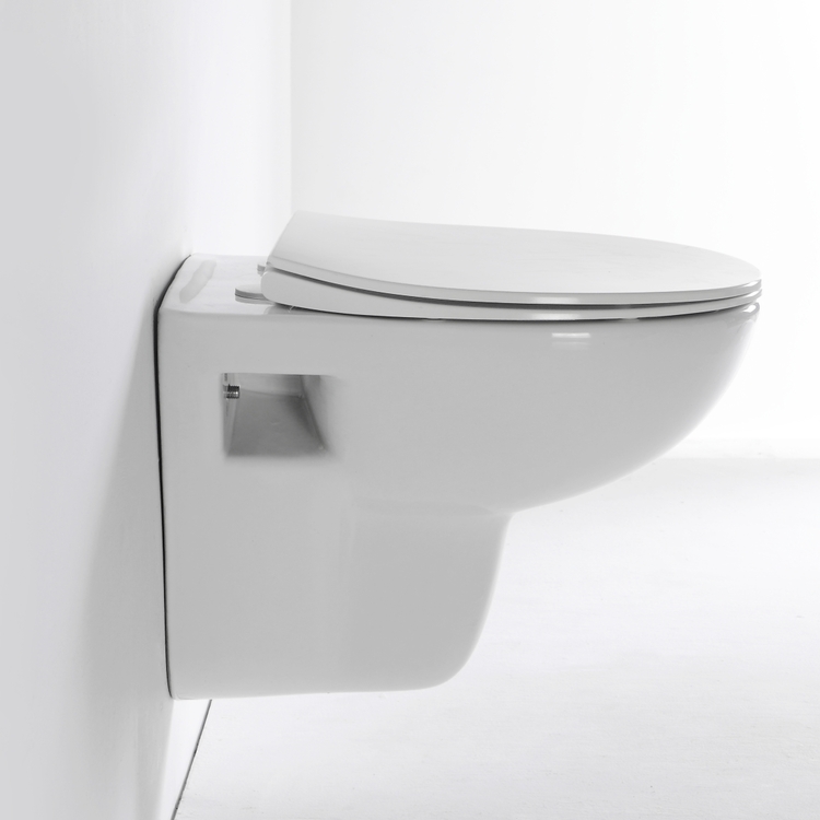 Minimalist Wall-Hung Rimless Toilet – Sleek Ceramic Design with Soft Close Seat