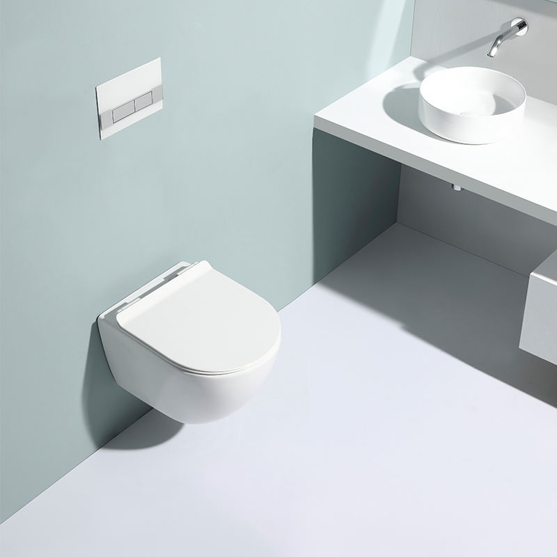 Compact Ceramic Wall-Hung Toilet with Soft Close UF Seat