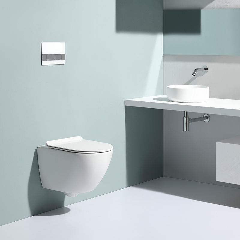 Compact Ceramic Wall-Hung Toilet with Soft Close UF Seat