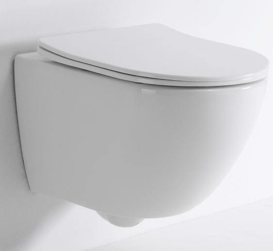 BEFEN2478D  Contemporary Wall-Mounted Toilet with Soft-Close Lid – Gloss White Ceramic