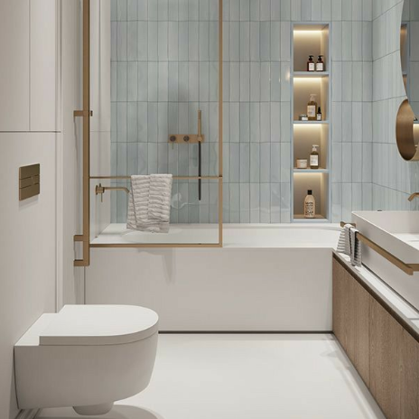 Luxury Rimless Wall-Hung Toilet | Slim Compact Design | Ideal for Modern Gold-Accent Bathrooms