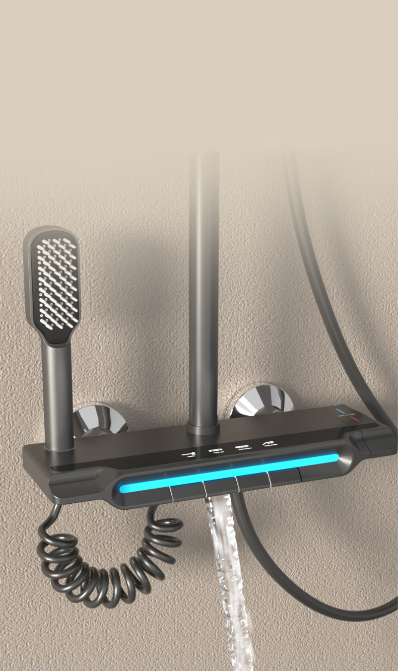 9003 Modern Smart Thermostatic Shower Set with Digital Display and Dual Handhelds