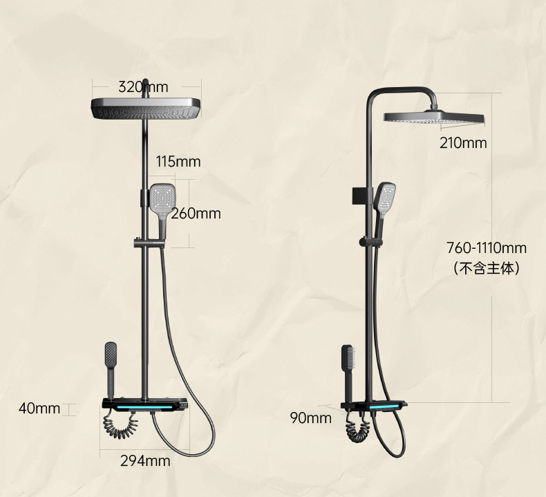 9003 Modern Smart Thermostatic Shower Set with Digital Display and Dual Handhelds