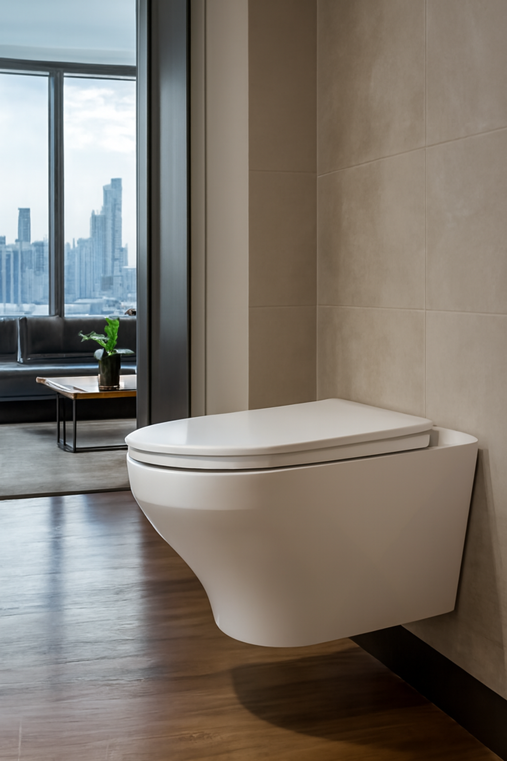 BEFEN2462E  Minimalist Wall-Hung Ceramic Toilet with All-White Soft-Close Seat