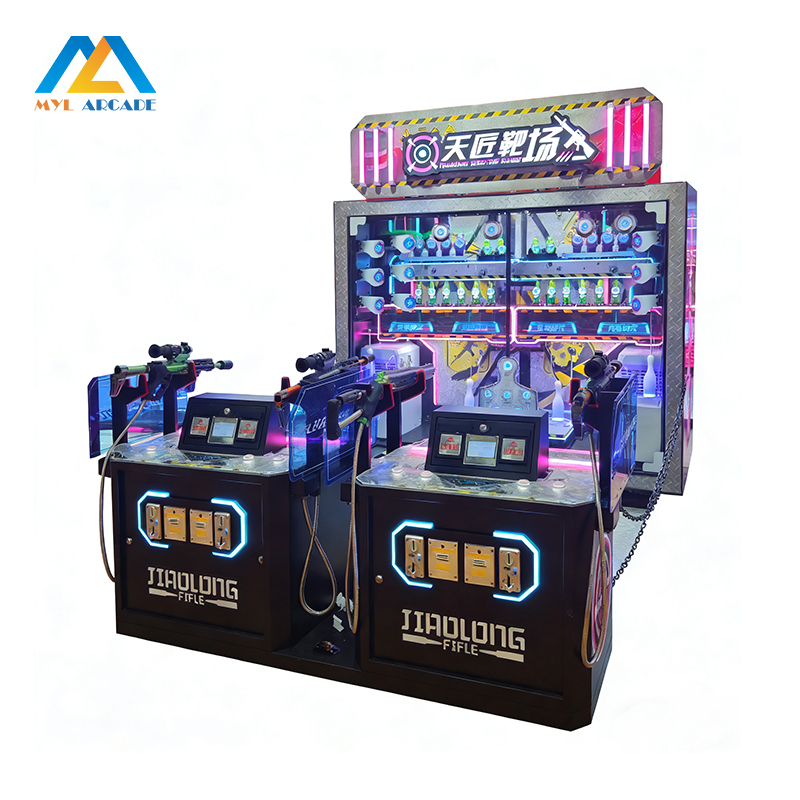 4 Player Arcade Shooting Game - Cyber Neon Realistic Sniper Simulator with Dual Gun Stations