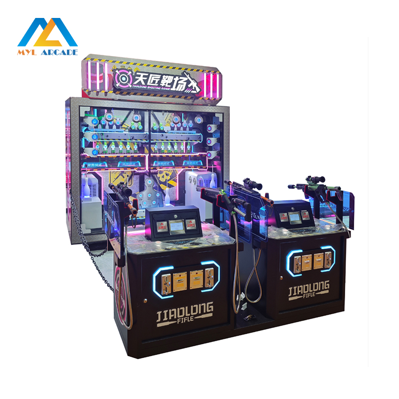 4 Player Arcade Shooting Game - Cyber Neon Realistic Sniper Simulator with Dual Gun Stations