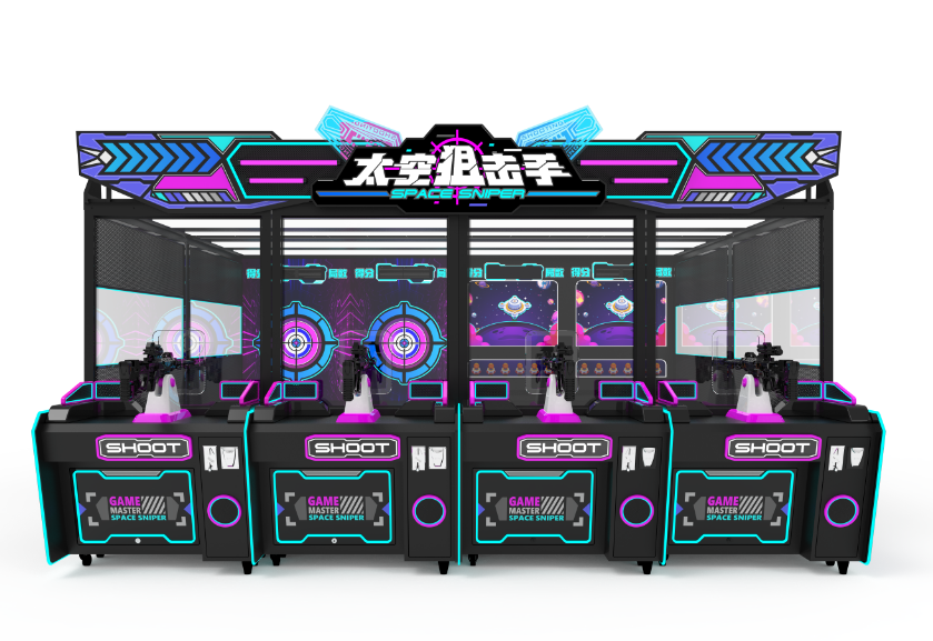 Space Sniper Shooting Arcade | Dual & Quad Lane | Interactive Target Shooter | LED Light FX
