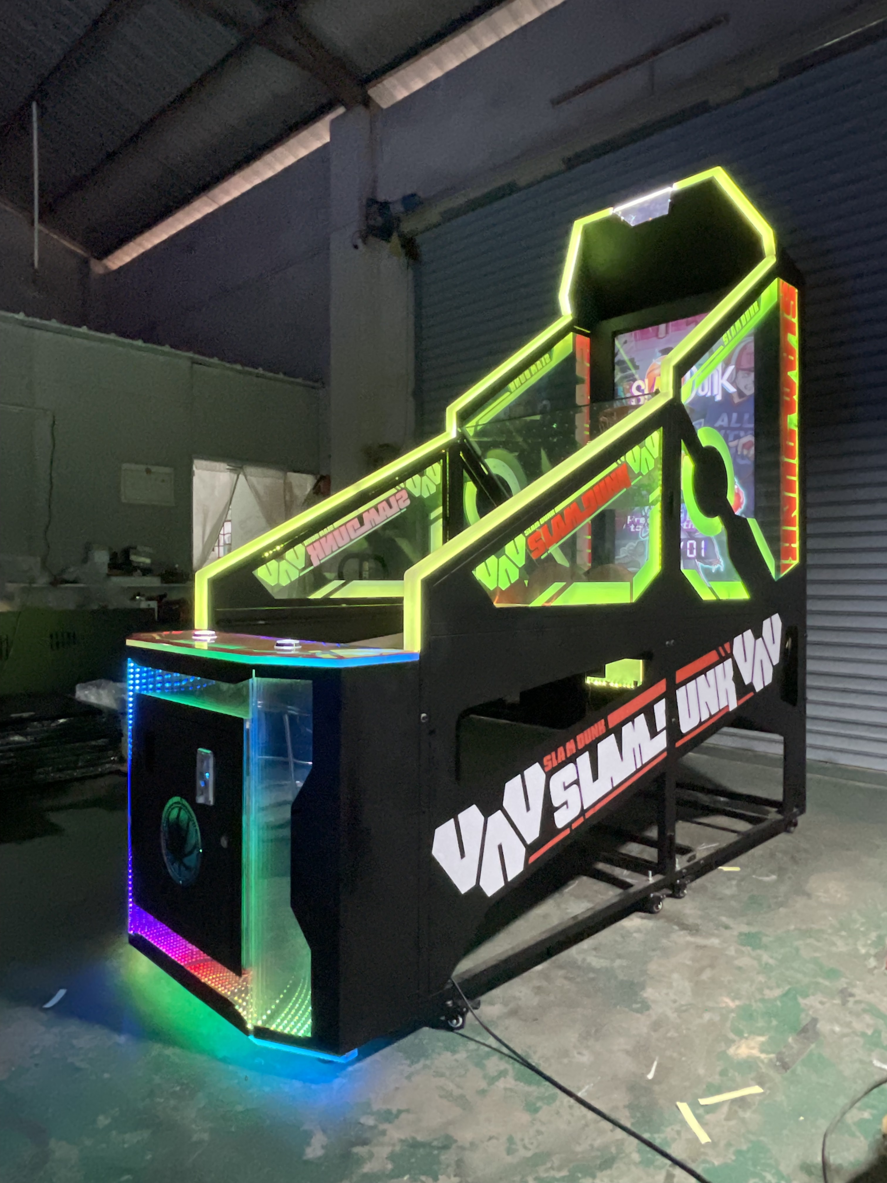 Slam Dunk Basketball Arcade Machine with LED Lights and Digital Scoreboard