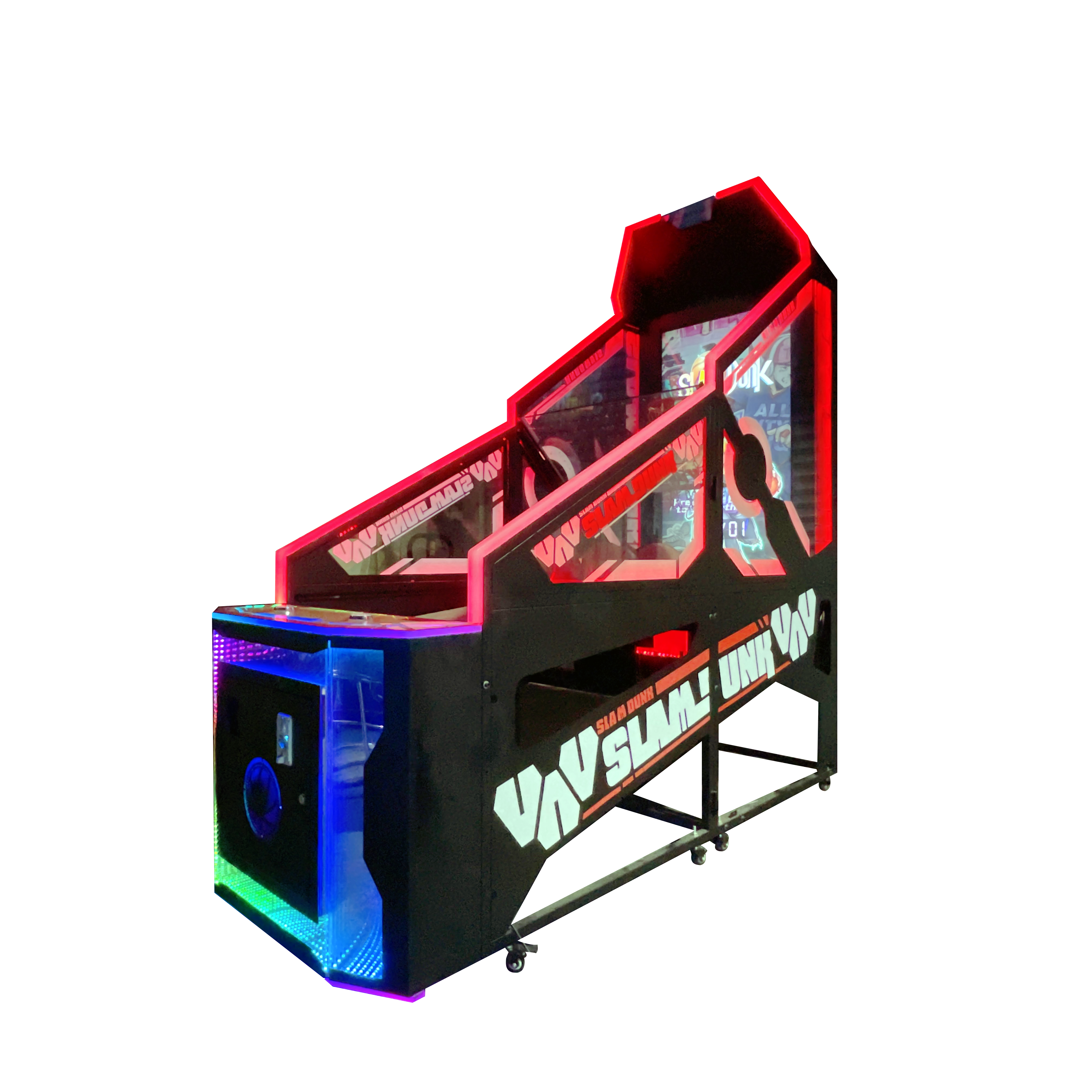 Slam Dunk Basketball Arcade Machine with LED Lights and Digital Scoreboard