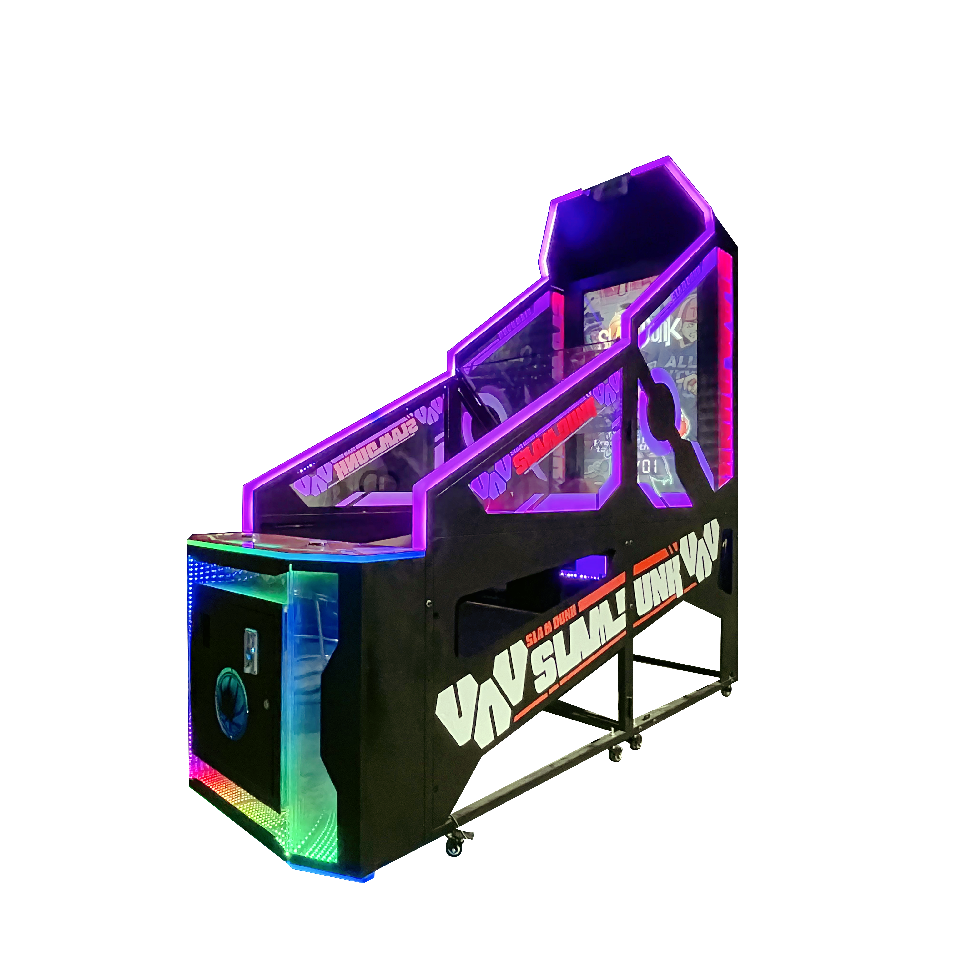 Slam Dunk Basketball Arcade Machine with LED Lights and Digital Scoreboard