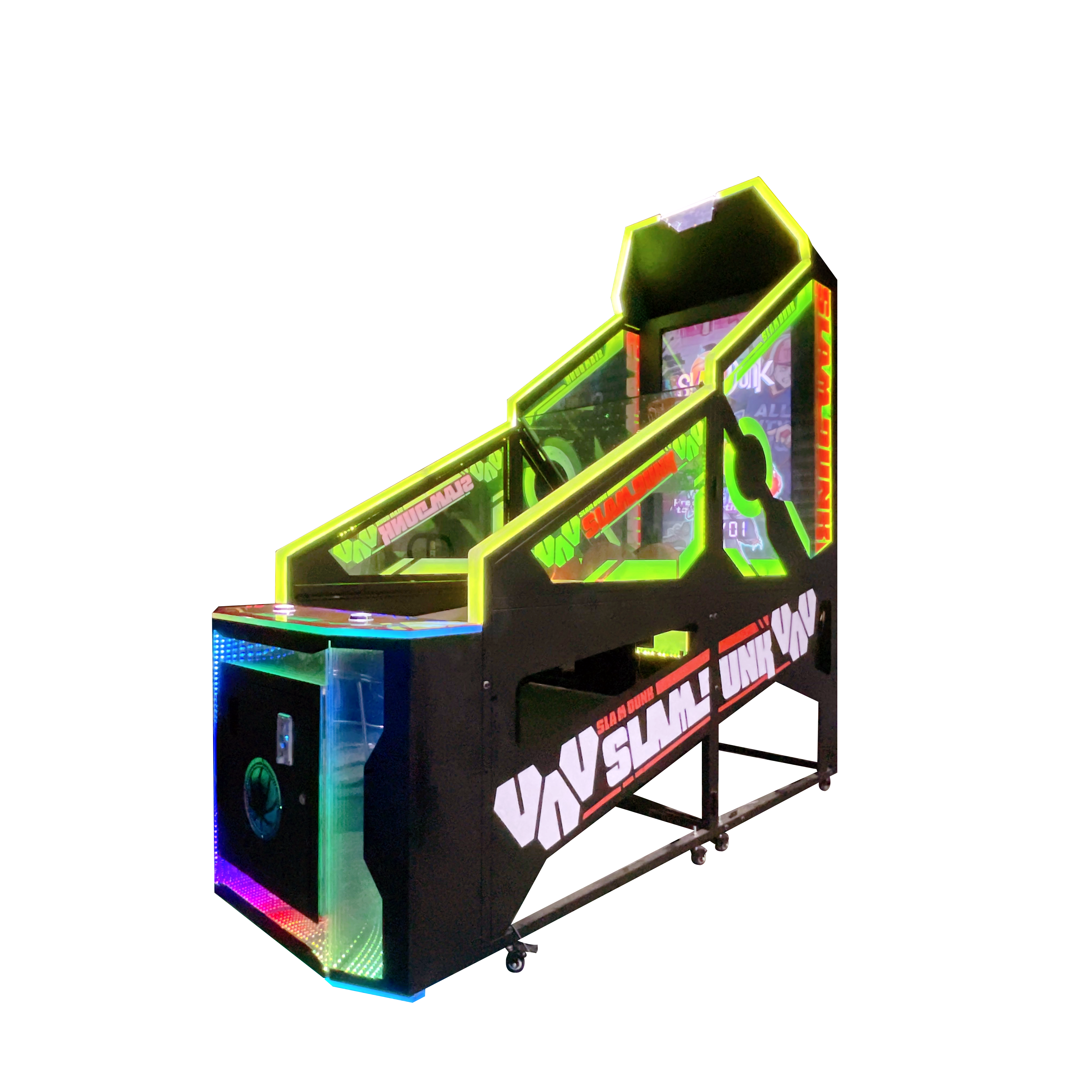 Slam Dunk Basketball Arcade Machine with LED Lights and Digital Scoreboard