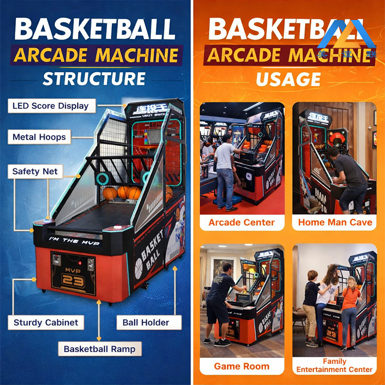 Crazy Shot MVP Basketball Arcade Machine – LED Sports Game for Kids & Family Entertainment