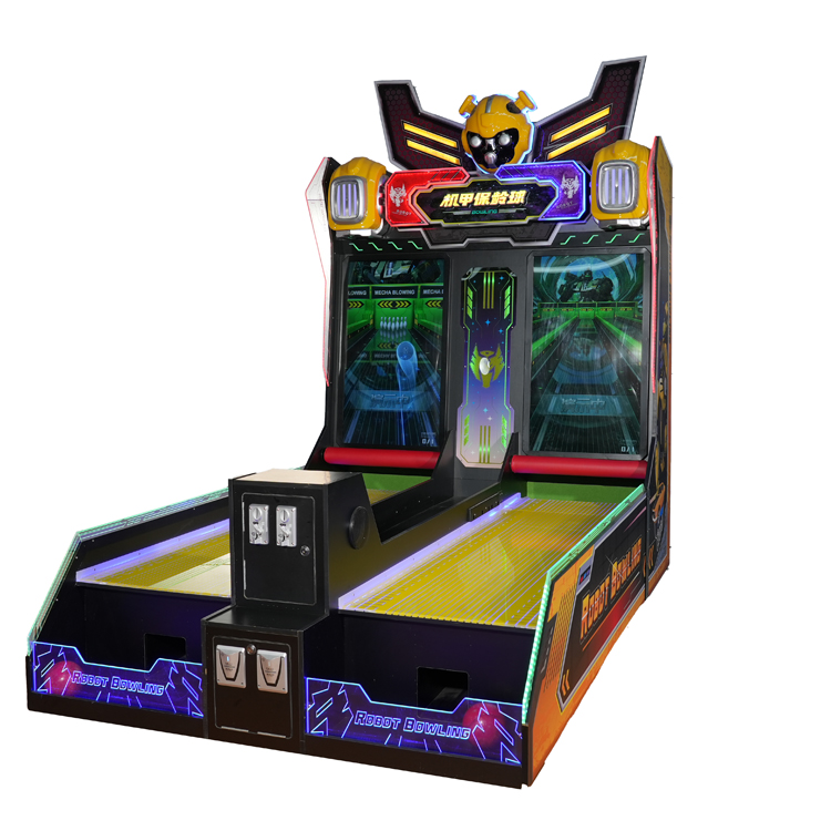Robot Bowling Arcade Machine, Dual Screen Coin-operated Entertainment Equipment for Arcade & Kids Center