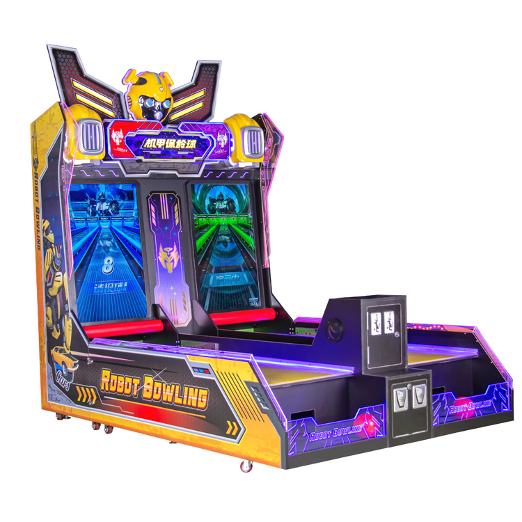 Robot Bowling Arcade Machine, Dual Screen Coin-operated Entertainment Equipment for Arcade & Kids Center