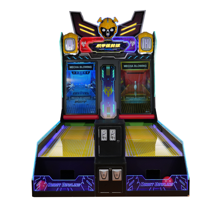 Robot Bowling Arcade Machine, Dual Screen Coin-operated Entertainment Equipment for Arcade & Kids Center