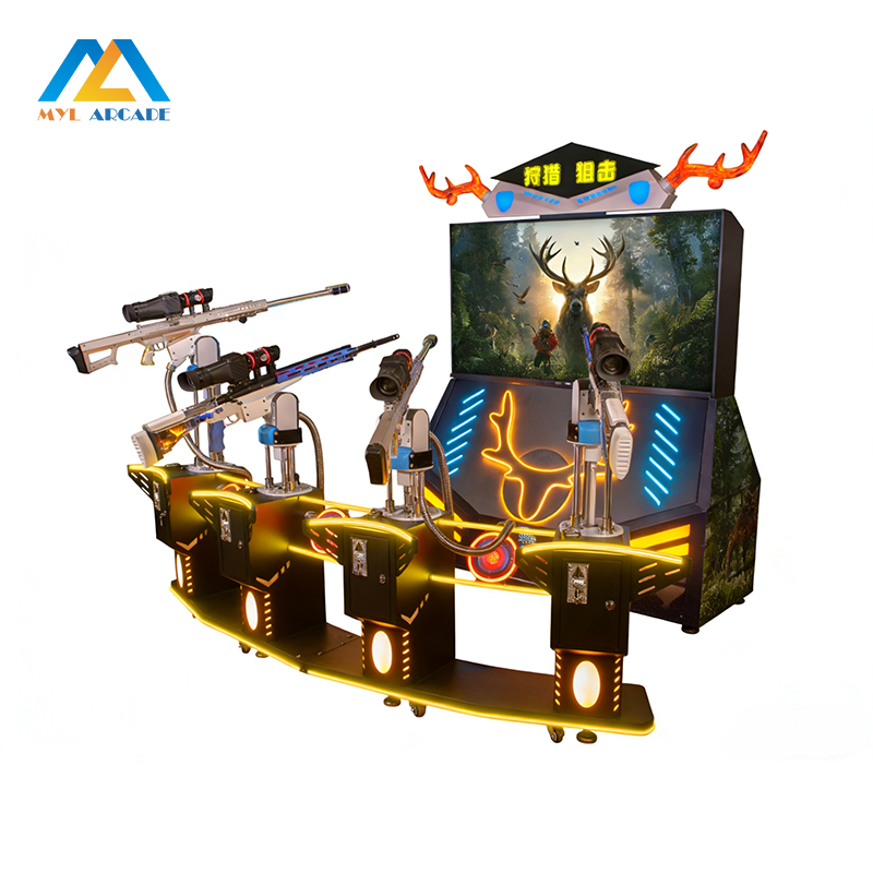 4-Player Hunting Sniper Arcade Machine with 65'' Screen & Moving Gun