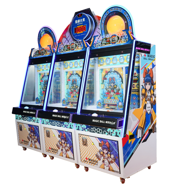 Wandering Planet Arcade Ticket Redemption Game – Triple Station Sci-Fi Push Ball Machine