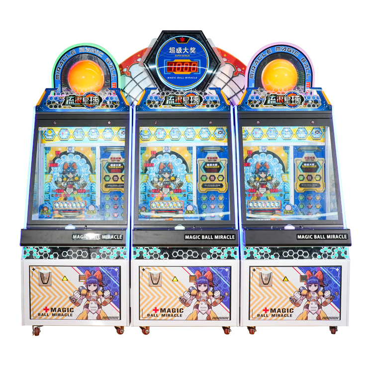 Wandering Planet Arcade Ticket Redemption Game – Triple Station Sci-Fi Push Ball Machine