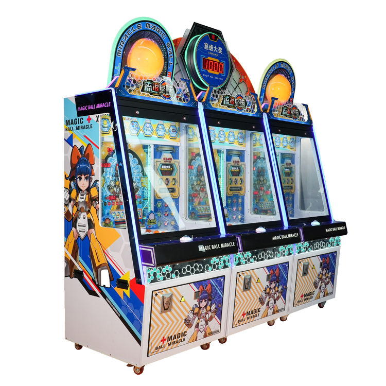 Wandering Planet Arcade Ticket Redemption Game – Triple Station Sci-Fi Push Ball Machine