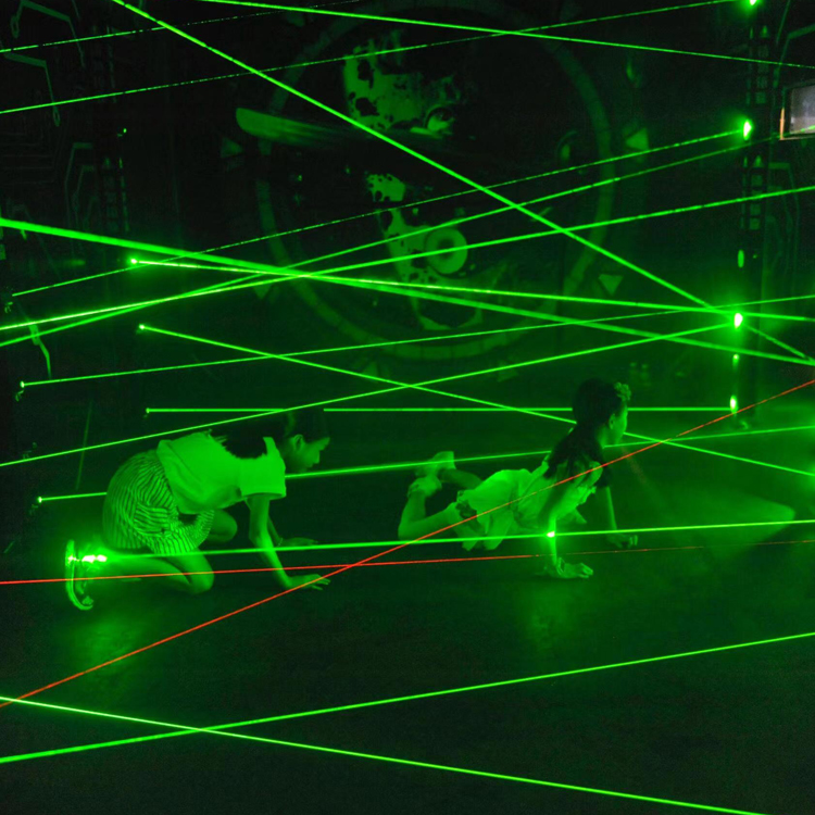 Interactive Laser Matrix Obstacle Game Room - High-Tech Motion Challenge