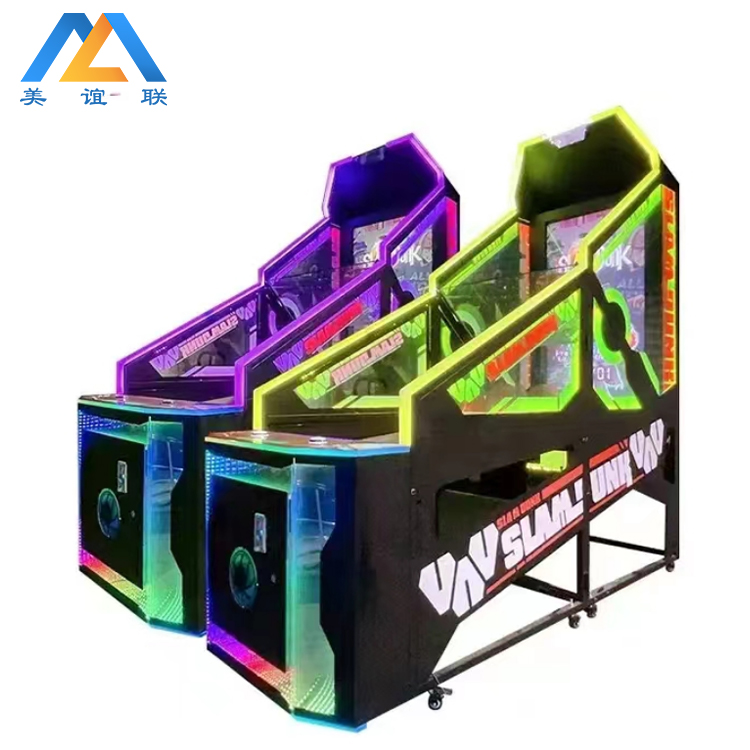 Slam Dunk Basketball Arcade Machine with LED Lights and Digital Scoreboard