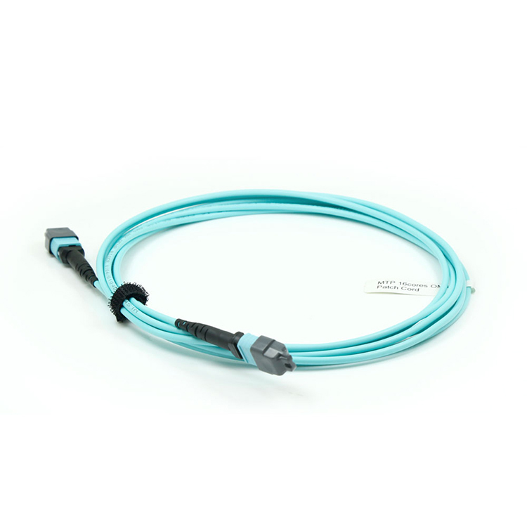 MTP®-MTP® Female to Female Fiber Optic Trunk Patch Cord OM3 40G/100G Aqua PVC/LSZH