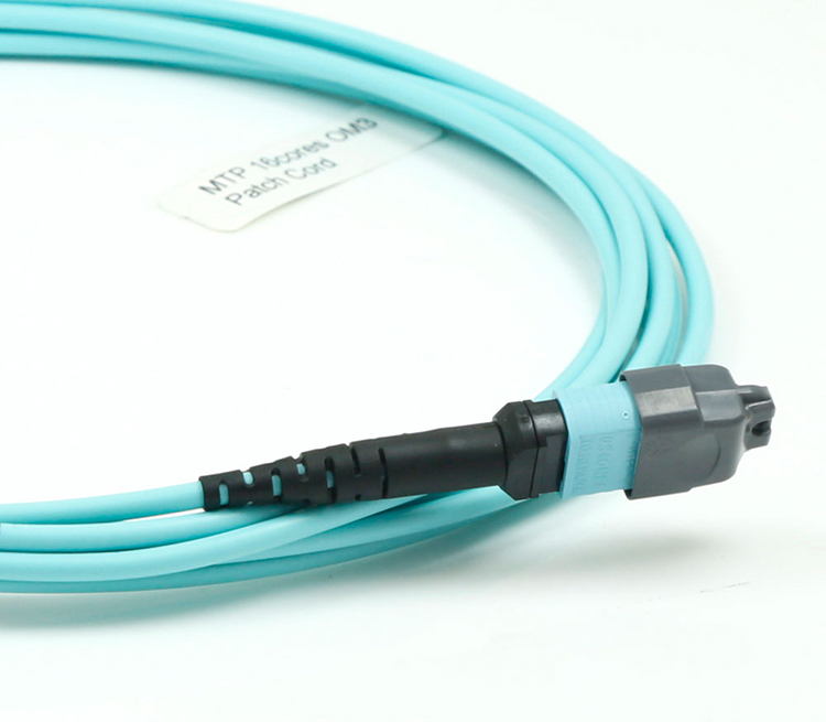 MTP®-MTP® Female to Female Fiber Optic Trunk Patch Cord OM3 40G/100G Aqua PVC/LSZH