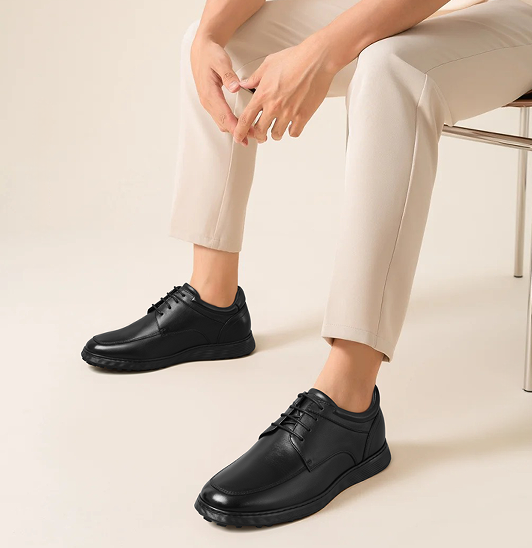 2025 New Arrival Factory Customization Men's Comfort Dress Shoes & Oxfords Cowhide Square-Toe Banded Lace Height Increasing 6cm