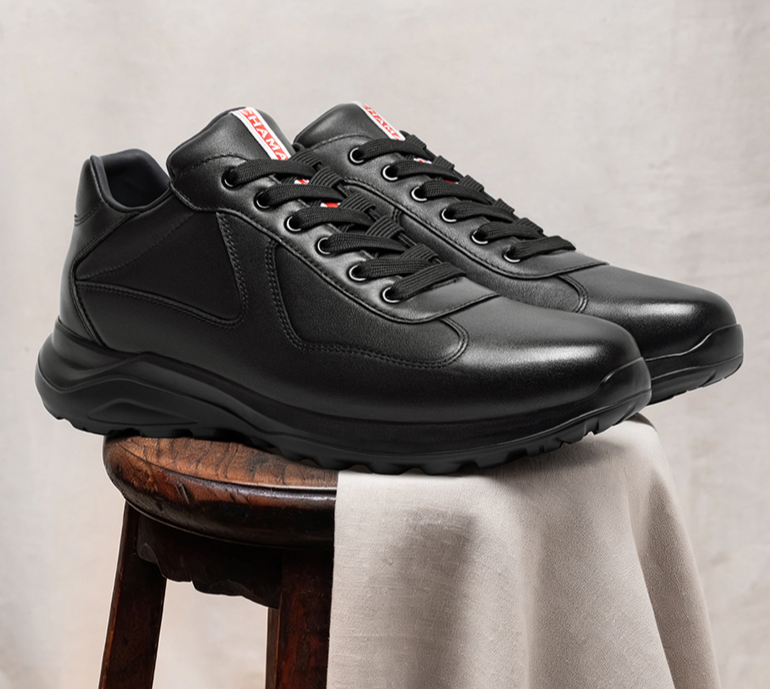 2025 New Arrival Factory Customization High Quality Luxury Casual Running Shoes Sneakers Genuine Cow Leather  Breathable Round Toe Men Sports Shoes Height Increasing 7cm