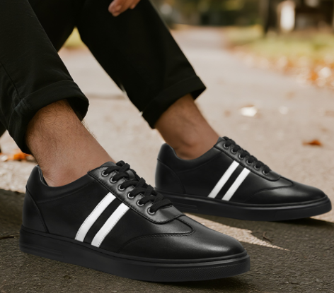 2025 New Black Cow Leather Trend Men's Board Shoes All Match The Trend Of High Quality Business Casual Sports Shoes