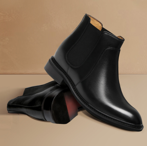 2025 New Arrival Hight Quality Italian Genuine Calfskin Leather Chelsea Boots Men Design  Handmade Leather Shoes Men Boots for Men Height Increasing 8cm