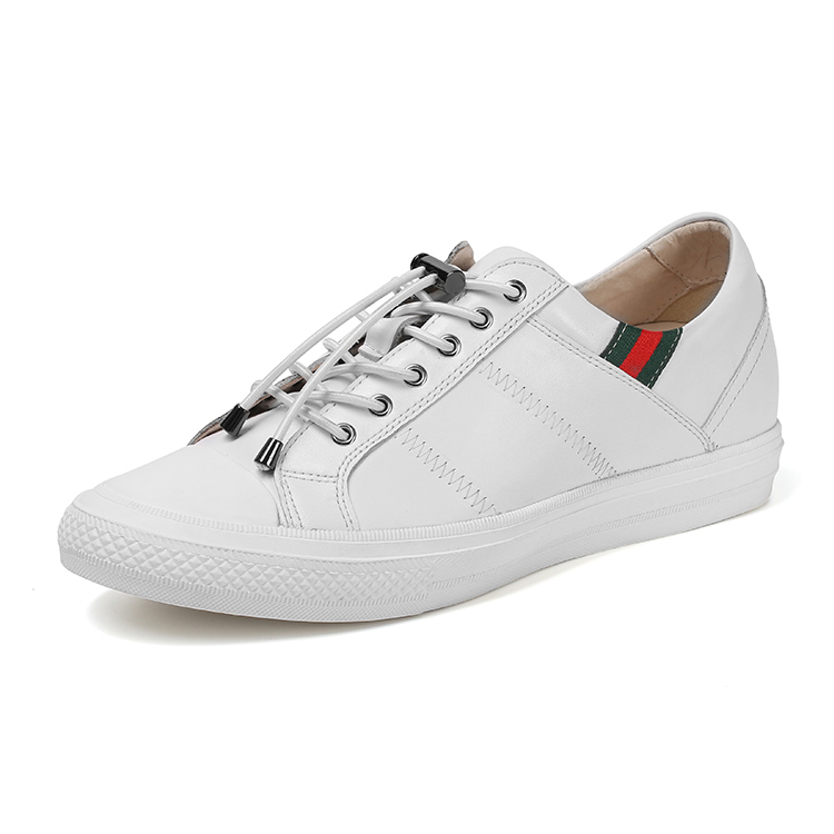white cow leather sneakers casual height increasing for men