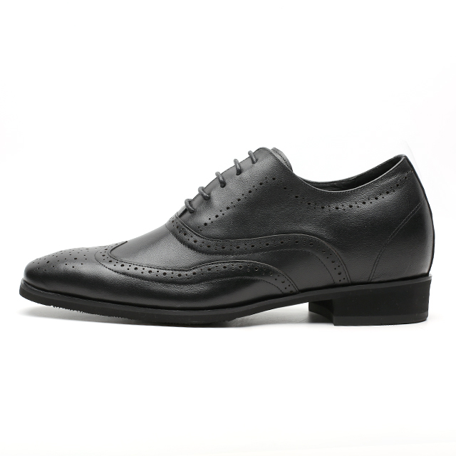 Popular brogue design calf genuine customize insole logo height increasing dress shoes