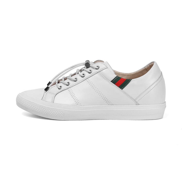 white cow leather sneakers casual height increasing for men