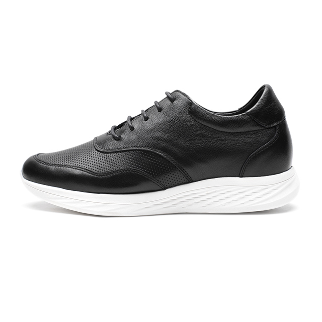 Black 7cm Height increasing Men Sport Elevator Shoes